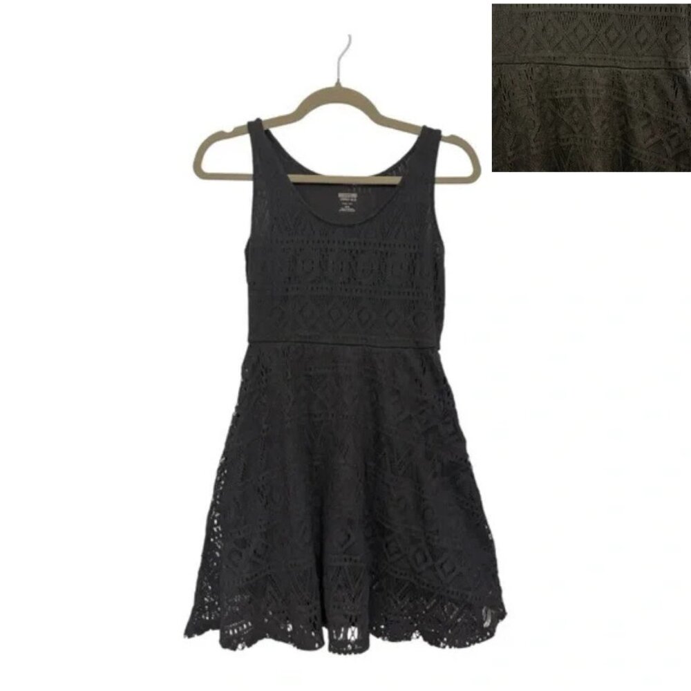 Mossimo Supply Co. Black Crochet Fit-and-Flare Mini Dress